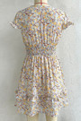 Summer New Floral Printing Inelastic V-Neck Bowknot Frill Trim Sexy Sweet Mini Dress 2#