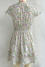 Summer New Floral Printing Inelastic V-Neck Bowknot Frill Trim Sexy Sweet Mini Dress 3#