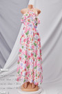 Summer New Flower Batch Printing Double-Layer Design Inelastic Backless Ruffle Sling High Slit Sexy Vacation Style Maxi Dress