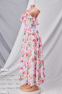 Summer New Flower Batch Printing Double-Layer Design Inelastic Backless Ruffle Sling High Slit Sexy Vacation Style Maxi Dress