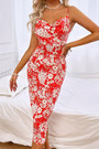 Summer New Flower Batch Printing Inelastic Backless Sling Sexy Midi Dress