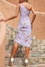 Summer New Flower Batch Printing Inelastic One Shoulder Oblique Hem Stylish Vacation Midi Dress