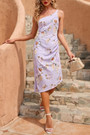 Summer New Flower Batch Printing Inelastic One Shoulder Oblique Hem Stylish Vacation Midi Dress