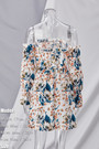 Summer New Flower Batch Printing Long Sleeve Off The Shoulder Chiffon Mini Dress