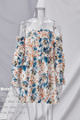 Summer New Flower Batch Printing Long Sleeve Off The Shoulder Chiffon Mini Dress