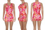 Summer New Flower Batch Printing Stretch Sexy Bodycon Mini Dress