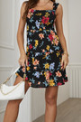 Summer New Holiday Style Floral Batch Printing Sling Backless Stretch Sexy Mini Dress