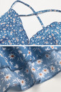 Summer New Micro Elastic Floral Batch Printing Sling Backless Lace-Up Low-Cut Sexy Midi Dress