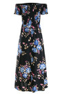 Summer New Off The Shoulder Flower Batch Printing Stretch Slit Midi Dress #1#