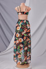 Summer New Plus Size Batch Printing Micro Elastic Sling Hollow Split Irregular Stylish Sexy Maxi Dress