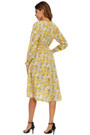 Summer New Plus Size Floral Batch Printing Inelastic Long Sleeves V-Neck Stylish Casual Midi Dress