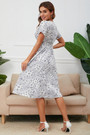 Summer New Plus Size Floral Batch Printing Inelastic V-Neck Short Sleeves Casual Midi Dress