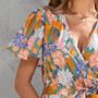 Summer New Plus Size Floral Batch Printing V Neck Ruffle Tie-Waist Swing Stylish Holiday Midi Dress(With Belt)