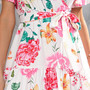 Summer New Plus Size Floral Batch Printing V-Neck Tie-Waist Ruffle Shirring Swing Stylish Retro Midi Dress(With Belt)
