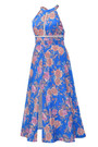 Summer New Plus Size Flower Batch Printing Inelastic Halter Neck Backless Lace-Up Split Fashion Sexy Maxi Dress