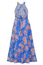 Summer New Plus Size Flower Batch Printing Inelastic Halter Neck Backless Lace-Up Split Fashion Sexy Maxi Dress