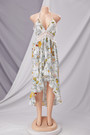 Summer New Plus Size Flower Batch Printing Inelastic Lace Deep V Neck Backless Lace-Up Irregular Sling Sexy Maxi Dress