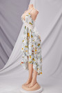 Summer New Plus Size Flower Batch Printing Inelastic Lace Deep V Neck Backless Lace-Up Irregular Sling Sexy Maxi Dress