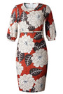 Summer New Plus Size Flower & Leaf Batch Printing Stretch Back Zip-Up Split Casual Midi Dress(With Belt)
