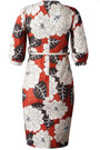 Summer New Plus Size Flower & Leaf Batch Printing Stretch Back Zip-Up Split Casual Midi Dress(With Belt)