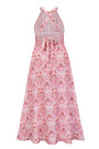 Summer New Plus Size Inelastic Batch Printing Halter Neck Backless Lace-Up Split Stylish Sexy Maxi Dress