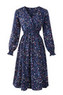 Summer New Plus Size Inelastic Floral Batch Printing V-Neck Long Sleeves Stylish Casual Midi Dress