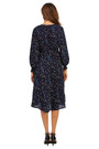 Summer New Plus Size Inelastic Floral Batch Printing V-Neck Long Sleeves Stylish Casual Midi Dress