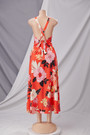 Summer New Plus Size Inelastic Flower And Leaves Batch Printing Halter Neck Backless Lace-Up Split Stylish Sexy Maxi Dress