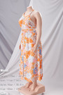 Summer New Plus Size Inelastic Flower Batch Printing Halter Neck Backless Lace-Up Split Stylish Sexy Maxi Dress