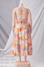 Summer New Plus Size Inelastic Flower Batch Printing Halter Neck Backless Lace-Up Split Stylish Sexy Maxi Dress