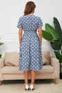 Summer New Plus Size Inelastic Flower Batch Printing V-Neck Short Sleeves Casual Midi Dress