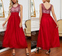 Summer New See Through Mesh Flower Embroidered Double-Layer Patchwork Micro-Elastic Backless Elegant Maxi Dress Elegant&Ol Dresses