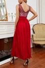 Summer New See Through Mesh Flower Embroidered Double-Layer Patchwork Micro-Elastic Backless Elegant Maxi Dress Elegant&Ol Dresses