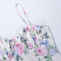 Summer New Sling Flower Batch Printing Zip-Up Pleated Slim Micro-Elastic Sexy Midi Dress