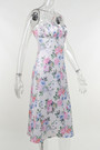 Summer New Sling Flower Batch Printing Zip-Up Pleated Slim Micro-Elastic Sexy Midi Dress
