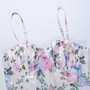 Summer New Sling Flower Batch Printing Zip-Up Pleated Slim Micro-Elastic Sexy Midi Dress