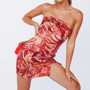 Summer New Stretch Flower & Leaf Printing Tube Design Split Sleeveless Slim Sexy Mini Dress