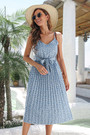 Summer New Stylish 3 Colors Inelastic Floral Batch Printing Sling Casual Midi Dress With Belt