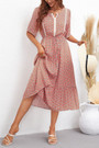 Summer New Stylish 3 Colors Inelastic Floral Printed Lace Spliced Single-Breasted Lace-Up Casual Midi Dress