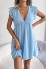 Summer New Stylish 3 Colors Solid Color Inelastic Lace Polka Dot Jacquard Ruffle V-Neck Loose Casual Mini Dress