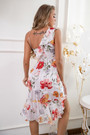 Summer New Stylish Batch Printing Good Quality Irregular Sling Zip-Up Chiffon Inelastic Casual Midi Dress
