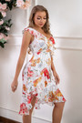 Summer New Stylish Batch Printing Good Quality Irregular Sling Zip-Up Chiffon Inelastic Casual Midi Dress