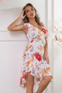 Summer New Stylish Batch Printing Good Quality Irregular Sling Zip-Up Chiffon Inelastic Casual Midi Dress