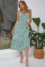 Summer New Stylish Batch Printing Inelastic Good Quality Sling Backless Casual Midi Dress