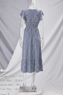 Summer New Stylish Batch Printing Inelastic Loose V-Neck Ruffled Casual Midi Dress