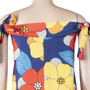Summer New Stylish Batch Printing Inelastic Off-Shoulder Loose Plus Size Casual Maxi Dress