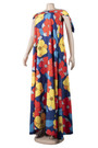 Summer New Stylish Batch Printing Inelastic Off-Shoulder Loose Plus Size Casual Maxi Dress