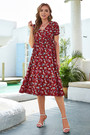 Summer New Stylish Batch Printing Inelastic V-Neck Waist-Tuning Lace-Up Casual Midi Dress Summer New Stylish Batch Printing Inelastic V-Neck Waist-Tuning Lace-Up Casual Midi Dress
