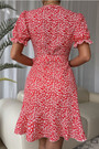 Summer New Stylish Batch Printing Inelastic With Belt V-Neck Casual Mini Dress