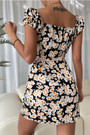 Summer New Stylish Batch Printing Slim Zip-Up Inelastic Sexy Mini Dress